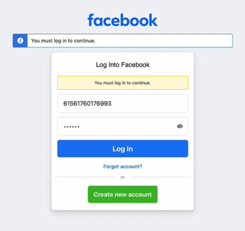 Facebook 登录入口